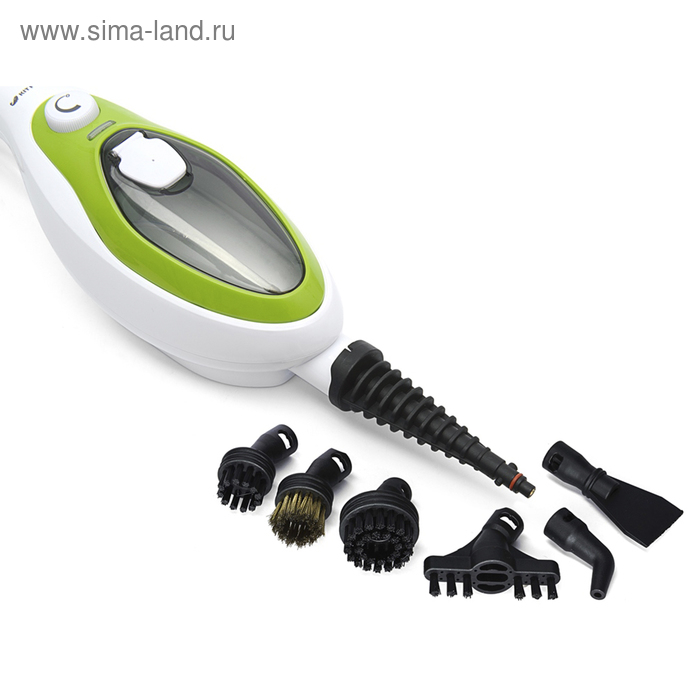 Паровая швабра Kitfort KT-1004-2, 1500 Вт, 350 мл, шнур 4.8 м, бело-зелёная