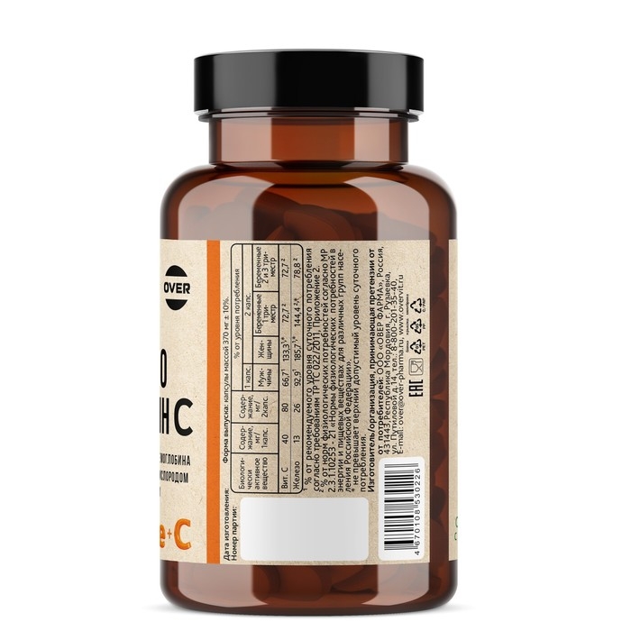 Железо + Витамин С OVERvit, 60 капсул Железо + Витамин С OVERvit, 60 капсул