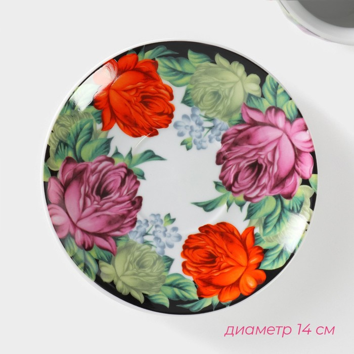 Сервиз чайный керамический Доляна «Роспись», 4 предмета: 2 чашки 210 мл, 2 блюдца d=14 см Сервиз чайный керамический Доляна «Роспись», 4 предмета: 2 чашки 210 мл, 2 блюдца d=14 см