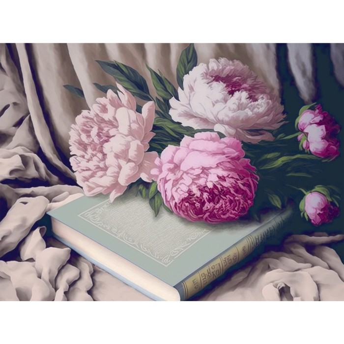 Картина по номерам в тубусе «Пионы с книгой», 30 х 40 см Картина по номерам в тубусе «Пионы с книгой», 30 х 40 см