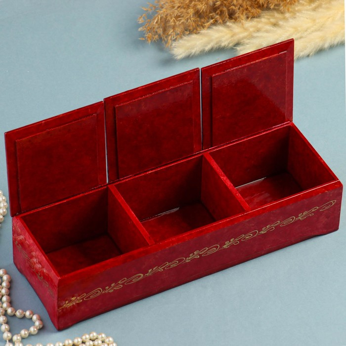 Шкатулка тройная «Сакура», розовая, лаковая миниатюра Шкатулка тройная «Сакура», розовая, лаковая миниатюра