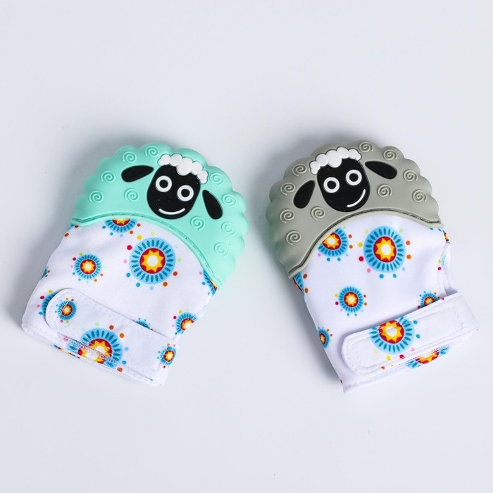 Прорезыватель рукавичка «Овечка», на липучке, цвет МИКС, Крошка Я Прорезыватель рукавичка «Овечка», на липучке, цвет МИКС, Крошка Я