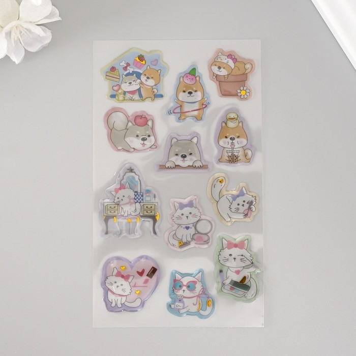 Наклейка пластик Наклейка пластик "Домашние милашки" 20х9 см