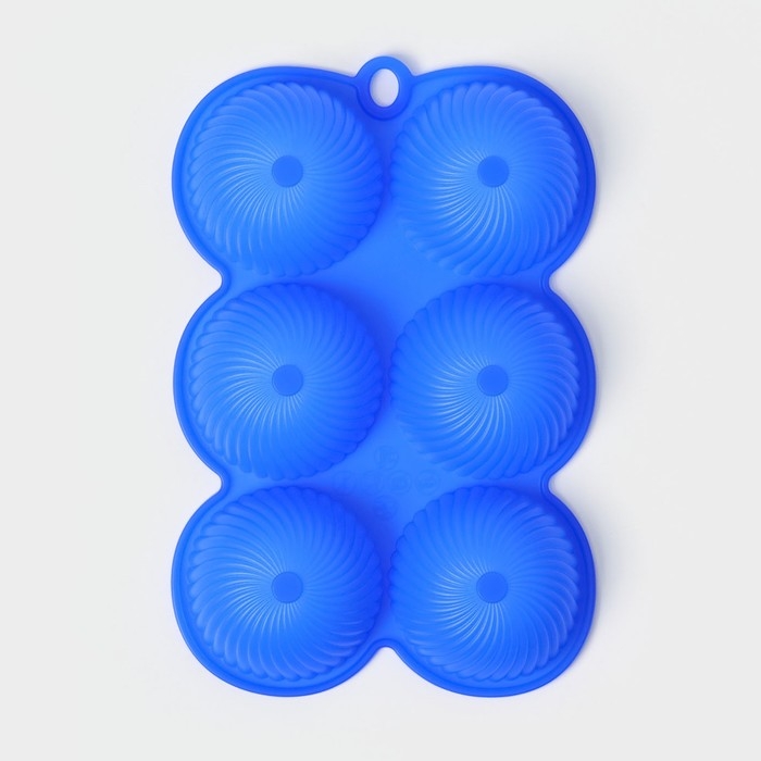 Форма для выпечки «Купол», 25×16×3,5 см, 6 ячеек (d=7 см), цвет МИКС Форма для выпечки «Купол», 25×16×3,5 см, 6 ячеек (d=7 см), цвет МИКС