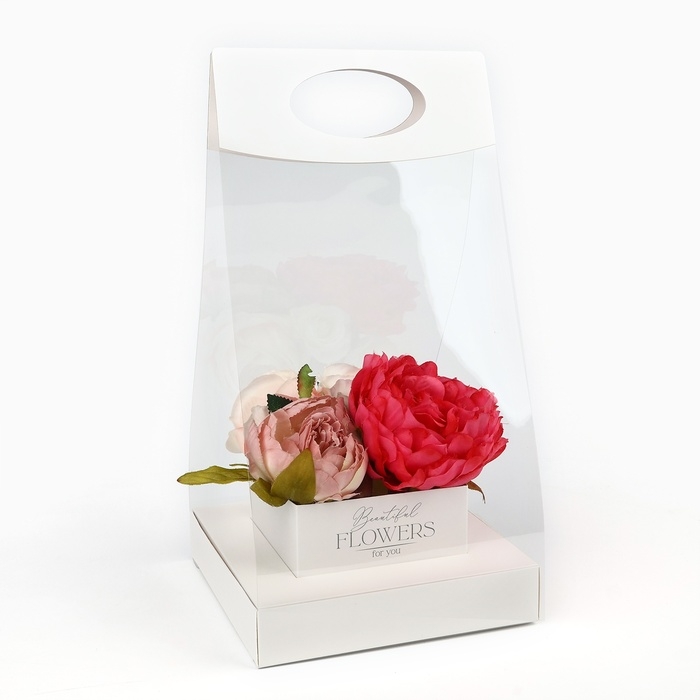 Коробка подарочная складная переноска для цветов, упаковка, «Чистота», 20 x 20 x 4 см Коробка подарочная складная переноска для цветов, упаковка, «Чистота», 20 x 20 x 4 см