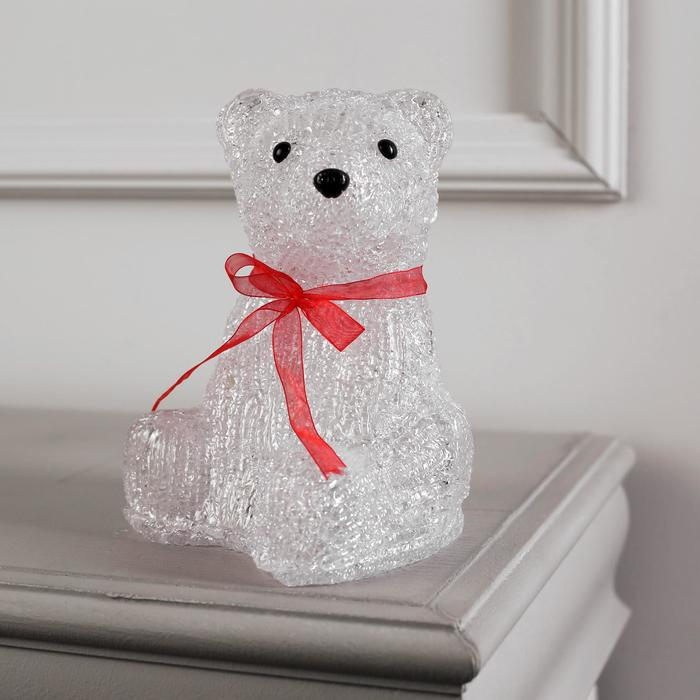 Светодиодная фигура «Медведь с бантом» 15 × 20 × 15 см, акрил, 20 LED, батарейки ААх3 (не в комплекте), свечение белое Светодиодная фигура «Медведь с бантом» 15 × 20 × 15 см, акрил, 20 LED, батарейки ААх3 (не в комплекте), свечение белое