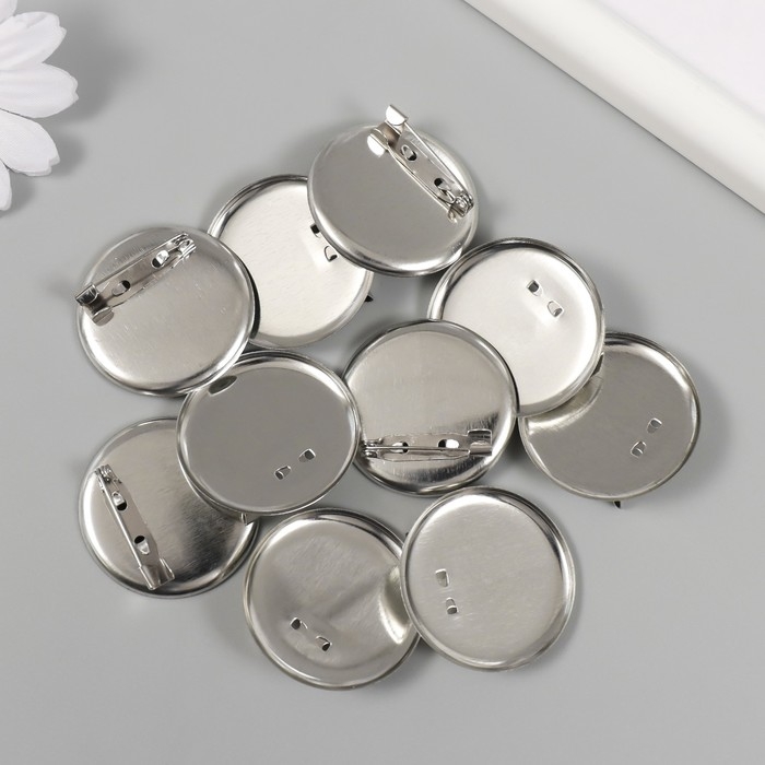 Основа для творчества металл Основа для творчества металл "Значок с булавкой" набор 10 шт 3,5х3,5х0,7 см