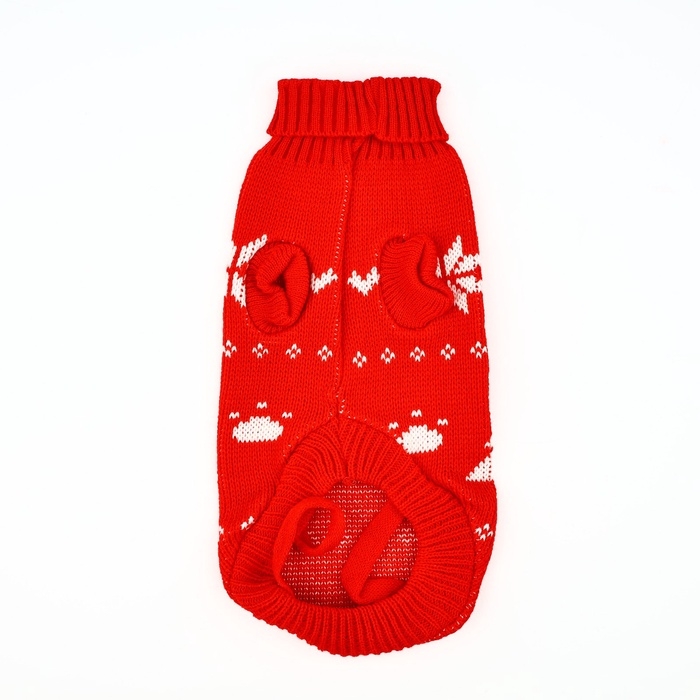Одежда для собак. Свитер вязаный с орнаментом «Новогодний», красный, размер XL Одежда для собак. Свитер вязаный с орнаментом «Новогодний», красный, размер XL