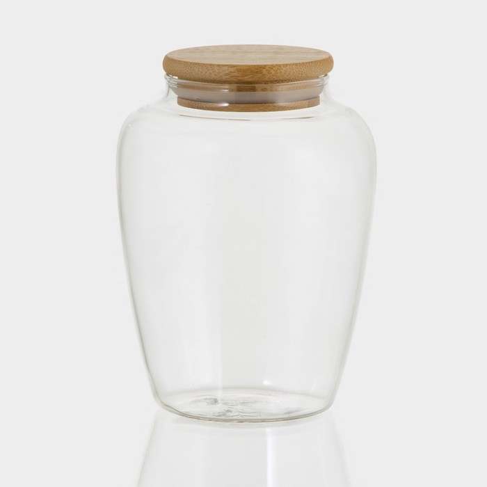 Банка стеклянная для хранения сыпучих продуктов &laquo;Эко. Кубышка&raquo;, 750 мл, 10,5&times;14,5 см, с бамбуковой крышкой