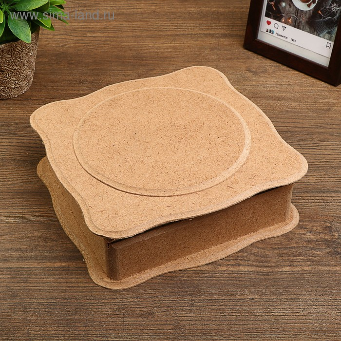 Шкатулка фигурная большая для декора из МДФ 18,5х18,5х6 см, накладка 14 см Шкатулка фигурная большая для декора из МДФ 18,5х18,5х6 см, накладка 14 см