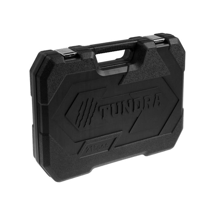 Набор инструментов в кейсе ТУНДРА, автомобильный, CrV, 1/2 Набор инструментов в кейсе ТУНДРА, автомобильный, CrV, 1/2", 1/4", 3/8", 215 предметов