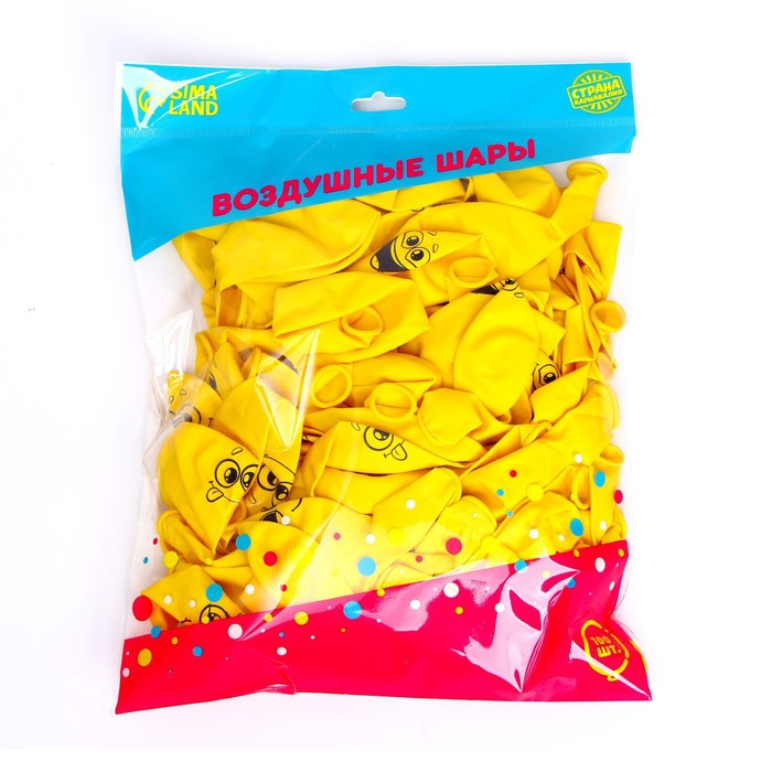 Воздушный шар латексный 12 Воздушный шар латексный 12" «Улыбки мордочки», 100 шт., МИКС