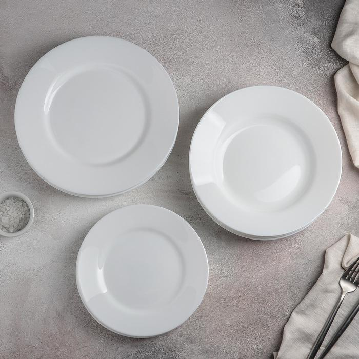 Сервиз столовый стеклокерамический Everyday, 18 предметов, цвет белый, серый Сервиз столовый стеклокерамический Everyday, 18 предметов, цвет белый, серый