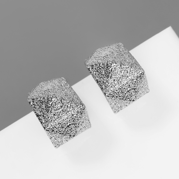 Серьги металл Серьги металл "Геометрия" объём, цвет серебро