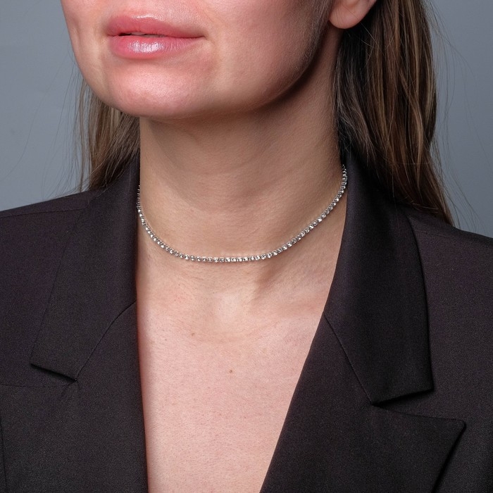 Чокер «Лёд» изящный, цвет белый в серебре, 30 см Чокер «Лёд» изящный, цвет белый в серебре, 30 см