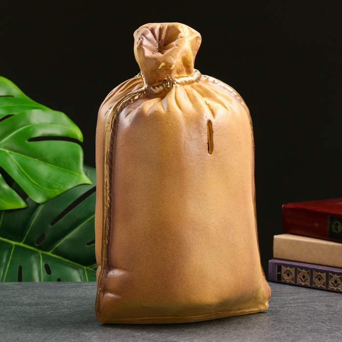 Копилка  Копилка "Мешок сто тысяч" коричневый, 14х20х32см