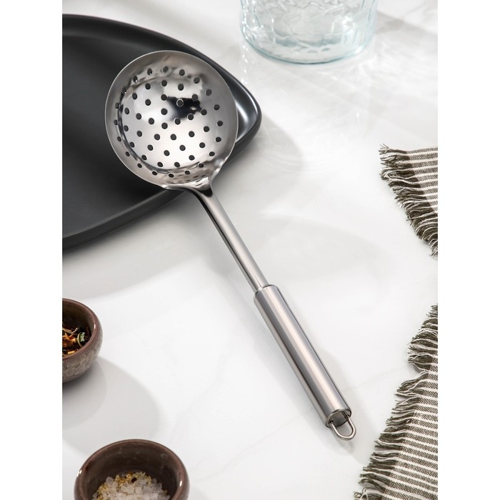 Шумовка из нержавеющей стали Доляна «Металлик», h=31,5 см, цвет серебряный Шумовка из нержавеющей стали Доляна «Металлик», h=31,5 см, цвет серебряный