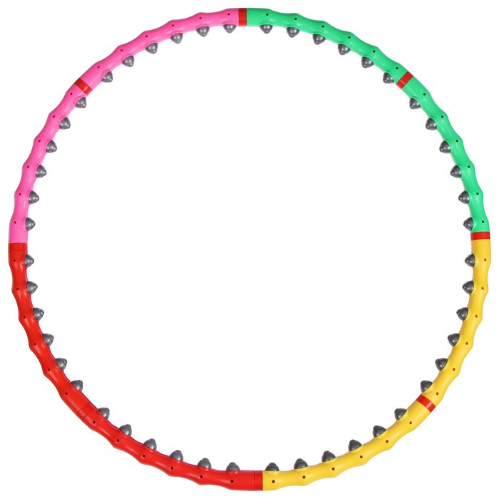 Обруч с резиновыми шипами ONLYTOP, разборный, d=98 см, 1,2 кг, цвета МИКС Обруч с резиновыми шипами ONLYTOP, разборный, d=98 см, 1,2 кг, цвета МИКС