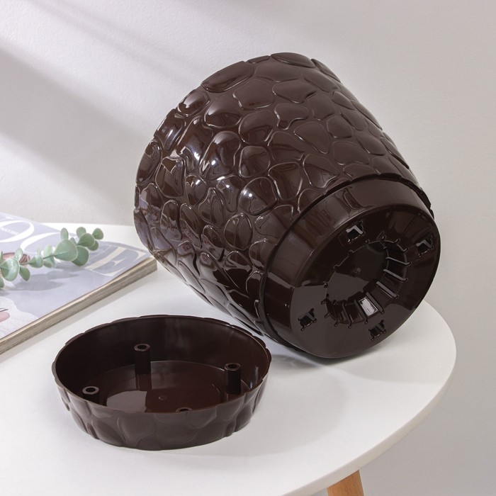 Горшок с поддоном «Камешки», 5 л, цвет шоколадный