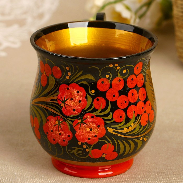 Кружка &laquo;Соковая&raquo;, 9&times;9 см, хохлома, микс