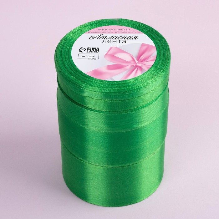 Набор атласных лент, 5 шт, размер лент: 6/10/20/40/50 мм × 23 ± 1 м, цвет зелёный Набор атласных лент, 5 шт, размер лент: 6/10/20/40/50 мм × 23 ± 1 м, цвет зелёный