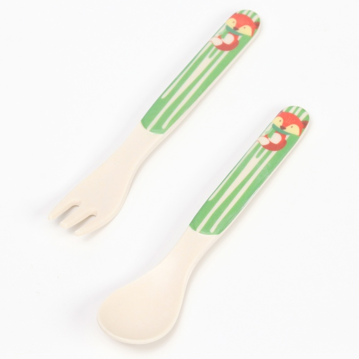 Набор детской посуды «Лисичка», из бамбука, 5 предметов: тарелка, миска, стакан, столовые приборы Набор детской посуды «Лисичка», из бамбука, 5 предметов: тарелка, миска, стакан, столовые приборы