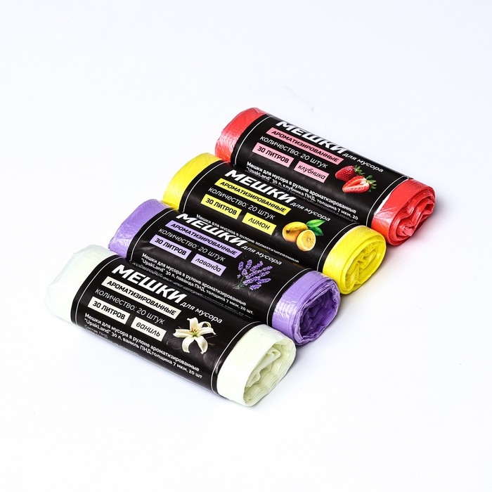 Мешки для мусора в рулоне ароматизированные  Мешки для мусора в рулоне ароматизированные "UpakLand" 30 л, ваниль ПНД,толщина 7 мкм, 20 шт