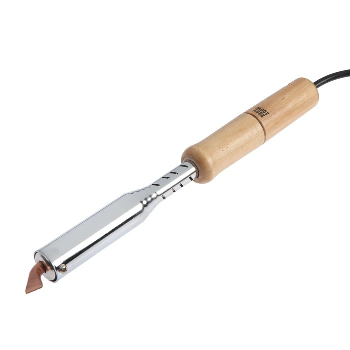 Паяльник ТУНДРА, деревянная рукоятка, плоское медное жало, 100 Вт, 220 В Паяльник ТУНДРА, деревянная рукоятка, плоское медное жало, 100 Вт, 220 В