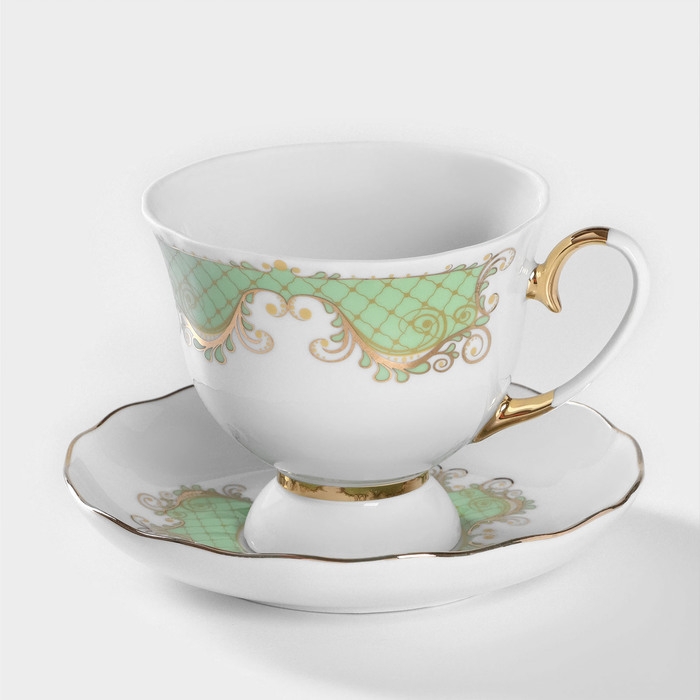 Чайная пара фарфоровая «Симфония», 300 мл, блюдце 15 см Чайная пара фарфоровая «Симфония», 300 мл, блюдце 15 см