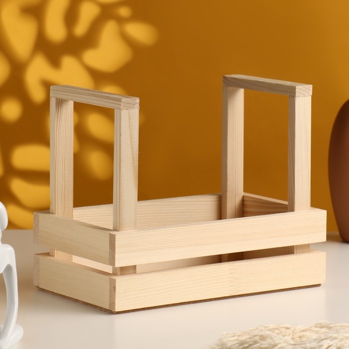 Кашпо деревянное двуреечное с ручками 24,5х14х19,5 см натуральное Кашпо деревянное двуреечное с ручками 24,5х14х19,5 см натуральное