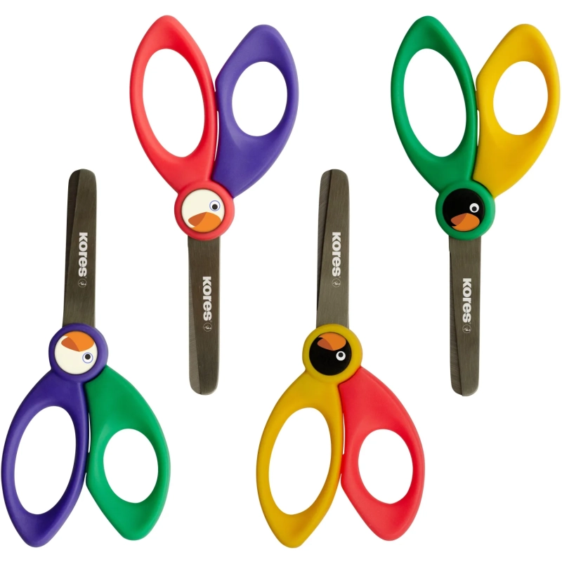 Ножницы детские Kores Birdy,125мм,с пластик. ручками, тупоконечные, ассорти