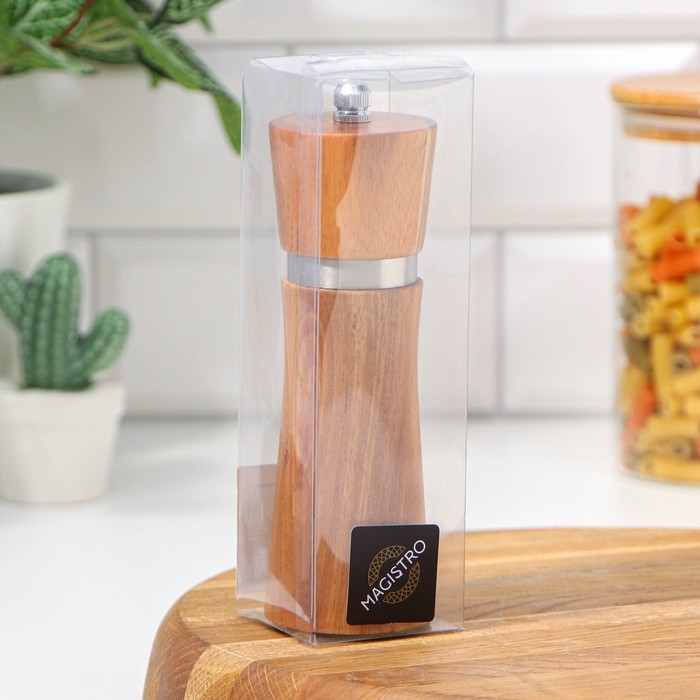 Мельница для специй Magistro Wooden, 5×16,5 см, керамический механизм, цвет коричневый Мельница для специй Magistro Wooden, 5×16,5 см, керамический механизм, цвет коричневый