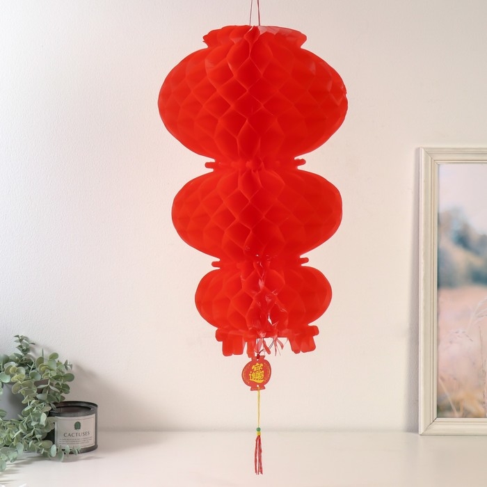 Сувенир пластик Сувенир пластик "Три красных фонарика - Счастья и Финансового благополучия" 32х32х52 см