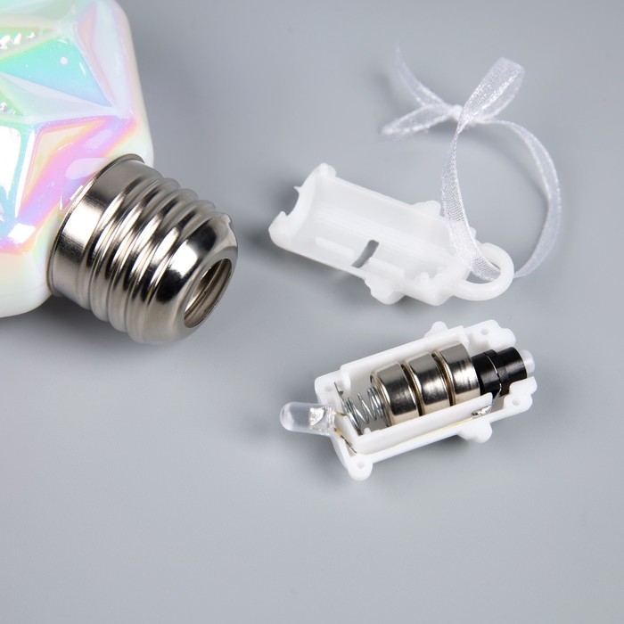 Набор елочных шаров Набор елочных шаров "Изморозь", d=7.5 см, 3 LED, 3 шт, батарейки AG13x9 (нет в комплекте), свечение тёплое белое