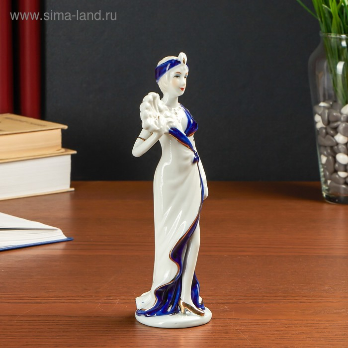 Сувенир керамика под фарфор "Девушка с веером" 20х7х6 см