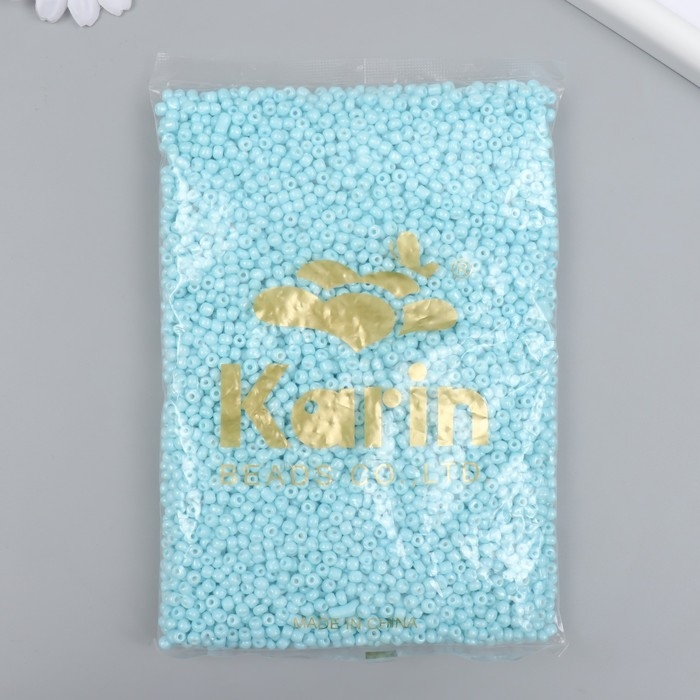 Бисер стекло 6/0  Бисер стекло 6/0 "Голубое небо" макарун, глянец 450 гр