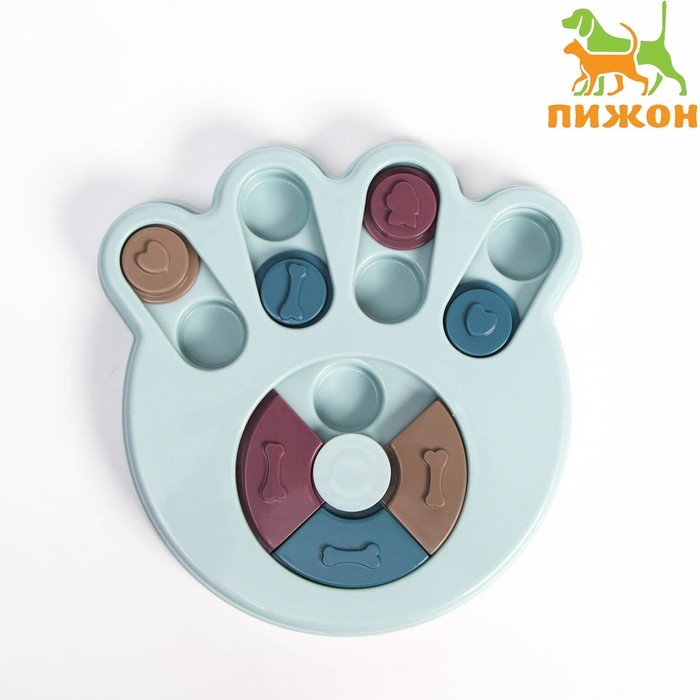 Игрушка интеллектуальная для лакомств  Игрушка интеллектуальная для лакомств "Лапа", 24 х 23,5 х 3 см, голубая