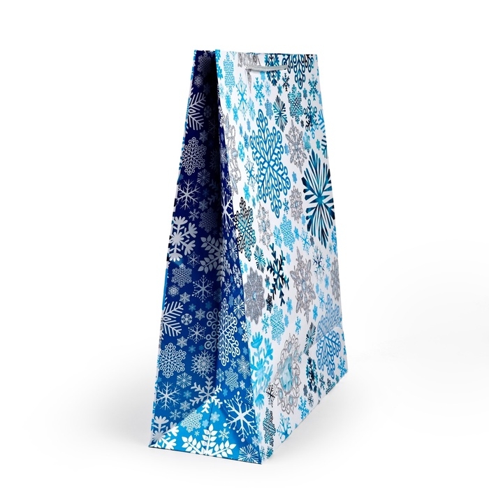 Пакет подарочный новогодний ламинированный «Снежинки», XL 40 х 49 х 19 см Пакет подарочный новогодний ламинированный «Снежинки», XL 40 х 49 х 19 см