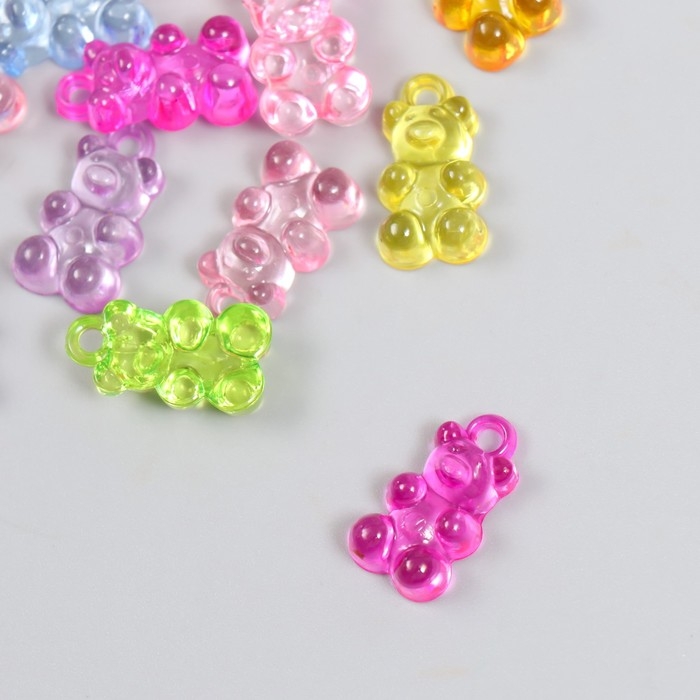 Декор для творчества пластик Декор для творчества пластик "Мармеладный мишка с петелькой" набор 20 шт МИКС 0,5х1,1х1,7 см