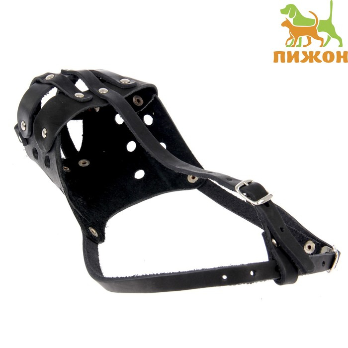 Намордник кожаный цельнокроенный питбультерьер, ДН 8 см, ОМ 30 см, чёрный Намордник кожаный цельнокроенный питбультерьер, ДН 8 см, ОМ 30 см, чёрный