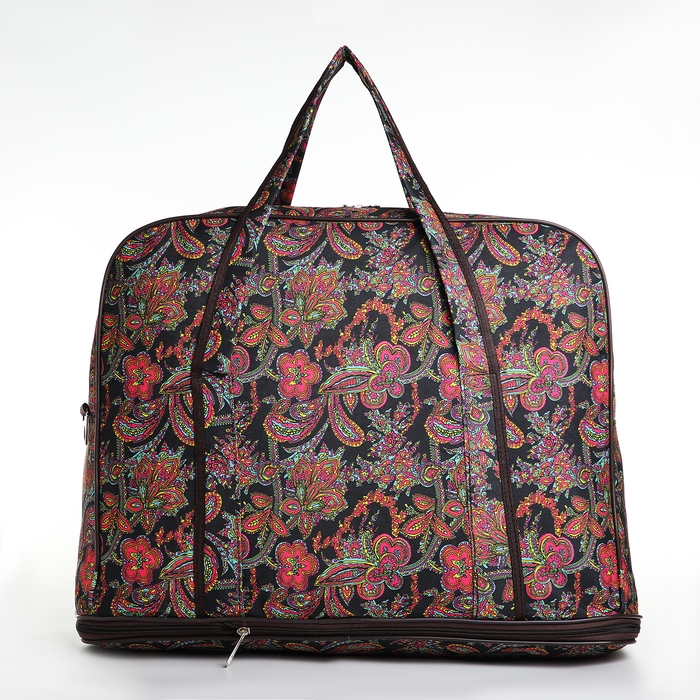 Сумка дорожная женская на молнии, с увеличением, 3 наружных кармана, длинный ремень, цвет чёрный/разноцветный Сумка дорожная женская на молнии, с увеличением, 3 наружных кармана, длинный ремень, цвет чёрный/разноцветный