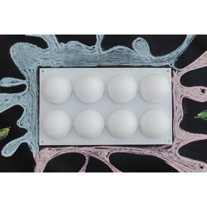 Форма для муссовых десертов и выпечки KONFINETTA «Шарики», 29,7×17,4×3,7 см, 8 ячеек, цвет белый Форма для муссовых десертов и выпечки KONFINETTA «Шарики», 29,7×17,4×3,7 см, 8 ячеек, цвет белый