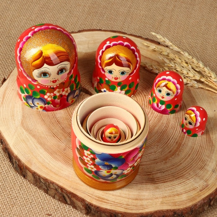 Матрёшка «Авдосья», красное платье, 5 кукольная, 18 см Матрёшка «Авдосья», красное платье, 5 кукольная, 18 см