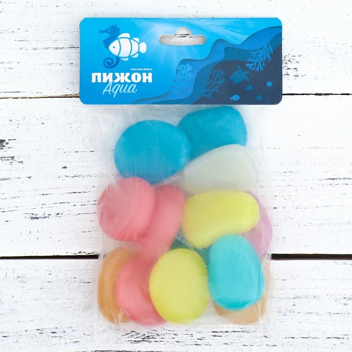 Декоративные камни для аквариума, светящиеся, 45 мм, 200 г, микс Декоративные камни для аквариума, светящиеся, 45 мм, 200 г, микс