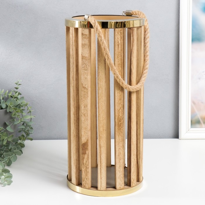 Подсвечник дерево "Цилиндр - рейка" набор 2 шт 22х22х50, 18х18х40 см