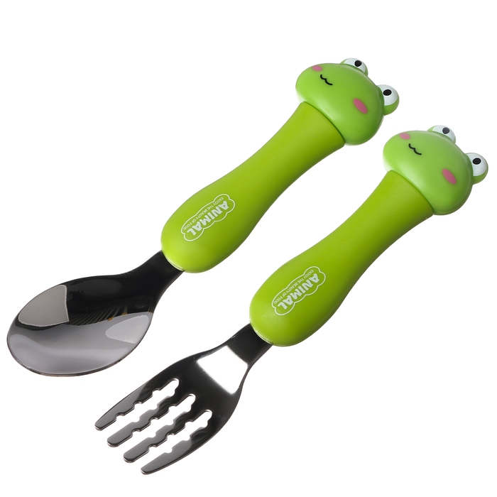 Набор детских столовых приборов в футляре «Лягушата», вилка, ложка Набор детских столовых приборов в футляре «Лягушата», вилка, ложка