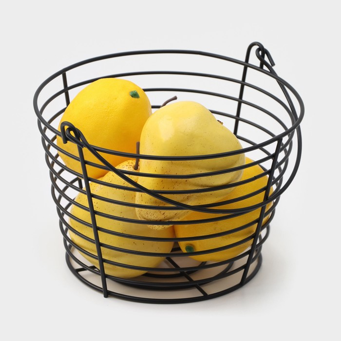 Фруктовница Доляна, 19,5×19,5×13 см, цвет чёрный