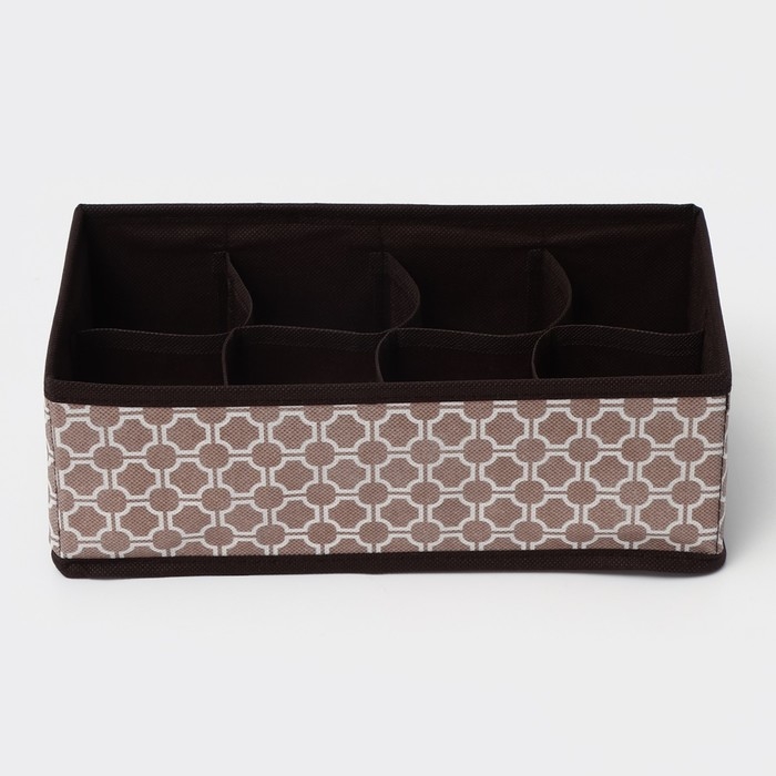 Органайзер для хранения белья Доляна «Браун», 8 ячеек, 28×14×10 см, цвет коричневый Органайзер для хранения белья Доляна «Браун», 8 ячеек, 28×14×10 см, цвет коричневый