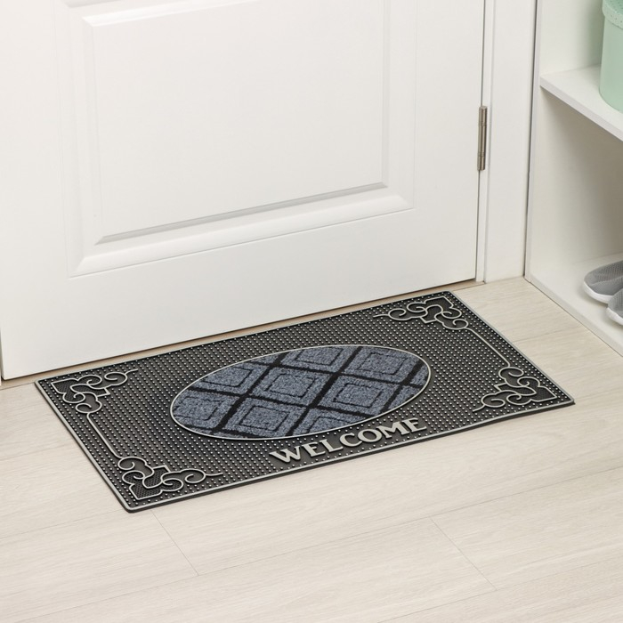 Коврик придверный резиновый Доляна Welcome, 40×70 см, цвет МИКС Коврик придверный резиновый Доляна Welcome, 40×70 см, цвет МИКС