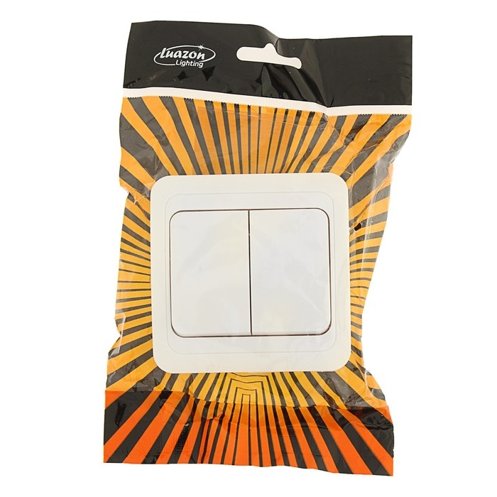 Выключатель Luazon Lighting  Выключатель Luazon Lighting "ЕКБ", 10 А, 2 клавиши, белый